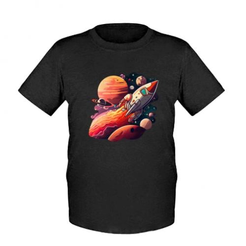 Футболка детская Ракета и планеты 92 см Черный (12621812-2-180945-3XS)