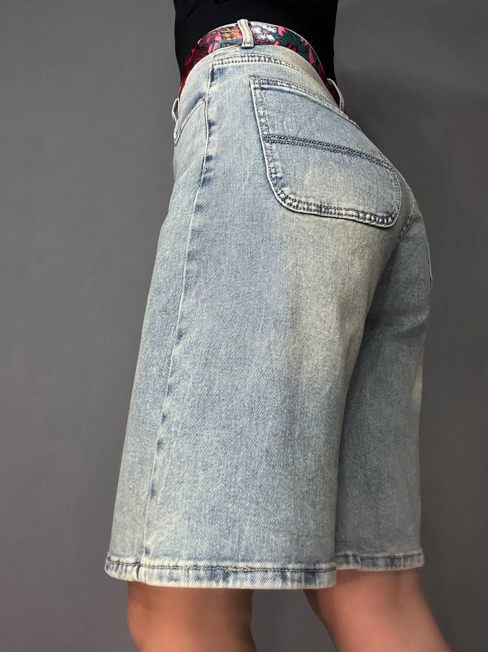 Шорты женские джинсовые Liana 4-012 бермуды средняя длина с ремнем р. 29 Голубой (4026) - фото 2 Шорты женские джинсовые Liana 4-012 бермуды средняя длина с ремнем р. 29 Голубой (4026) - фото 2