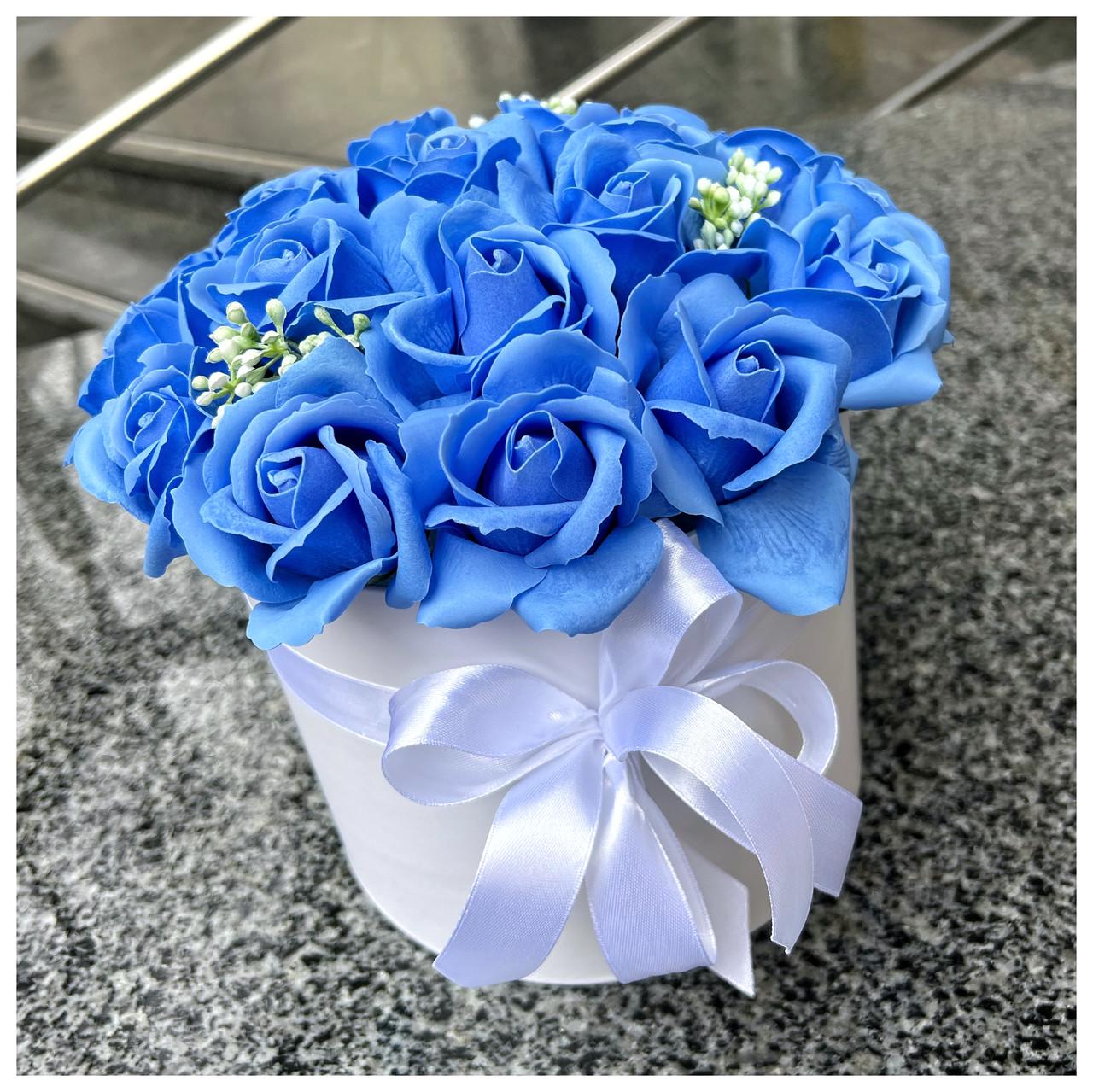 Подарунковий бокс Букет троянд з мила Блакитний (2122059657) - фото 7