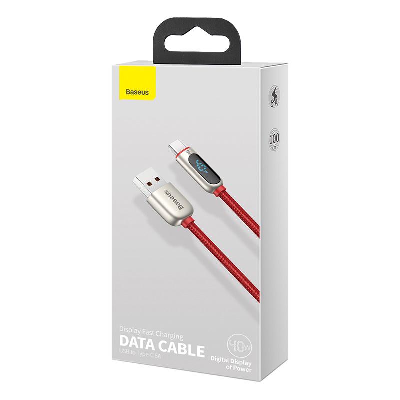 Кабель BASEUS Type-C Display Fast Charging Data Cable 1 м 5A Red (8f3dda9e) - фото 2