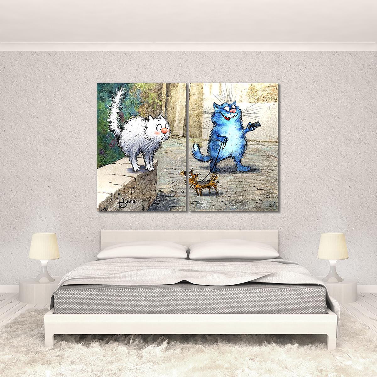 Модульная картина Натравил собаку на даму 2 модуля 60x90 см