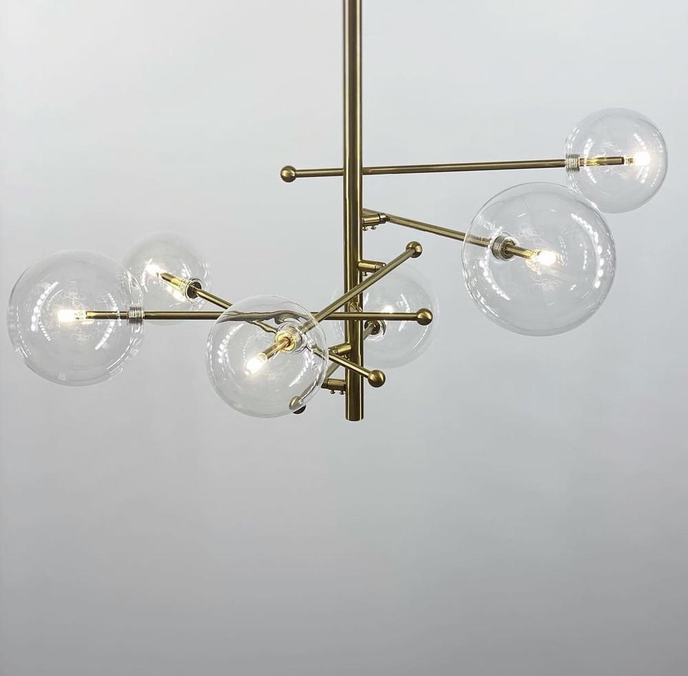 Люстра в корпусі метал на 6 прозорих плафонів Латунь (Y 8828) - фото 7