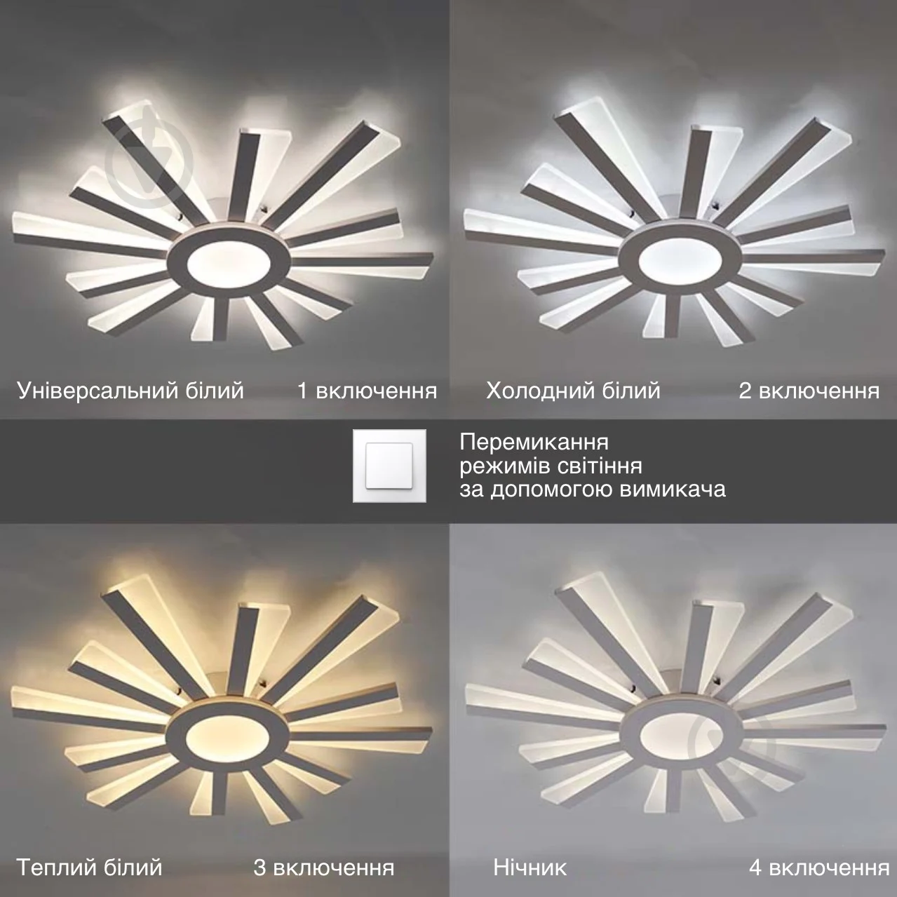 Люстра ESLLSE TERESA R 100 Вт з пультом 680x50 мм Білий (10206) - фото 2