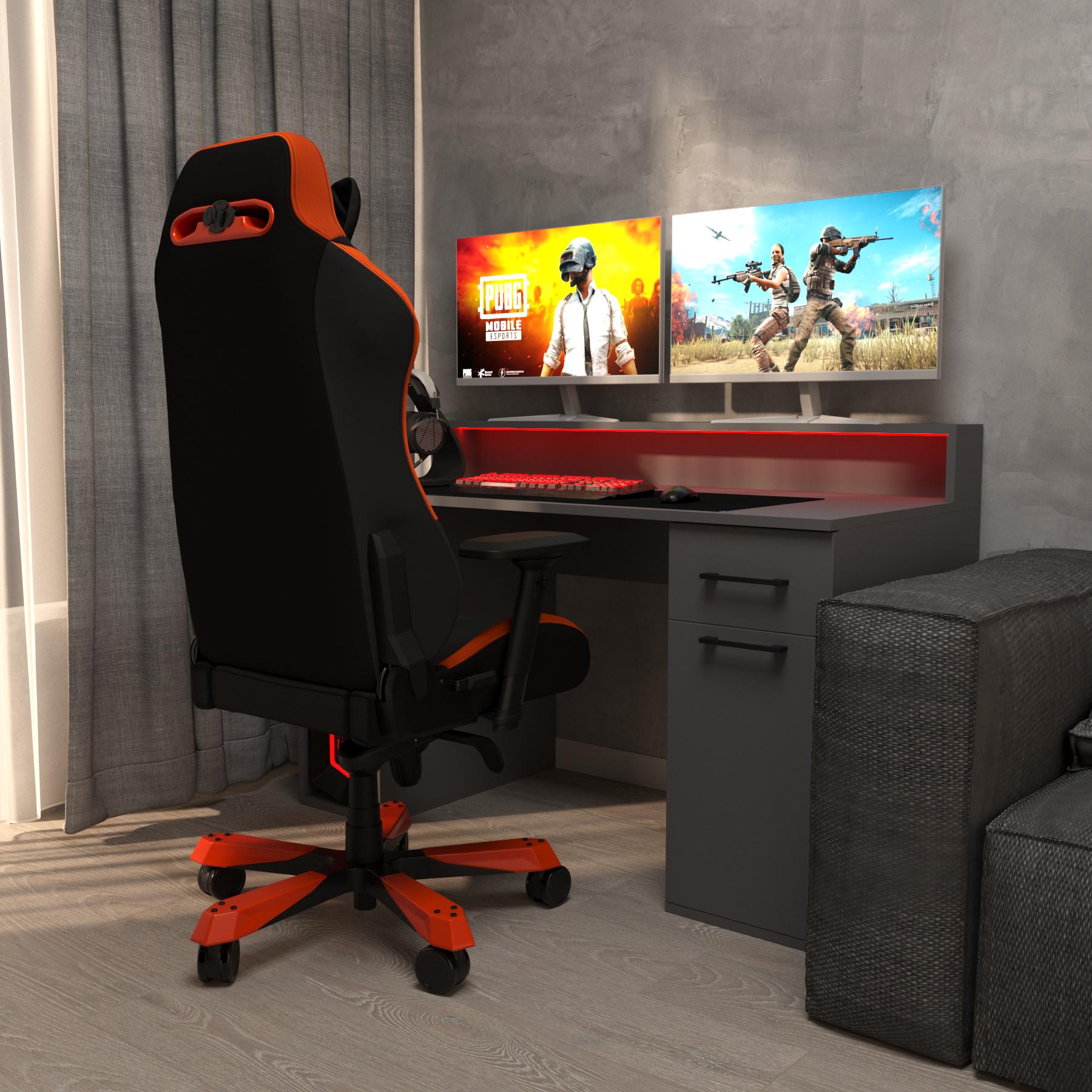 Компьютерный стол Mebellini Комбо MODERN 1550х710/860х600 мм Антрацит (арт.SKEP1000-069) - фото 4 Компьютерный стол Mebellini Комбо MODERN 1550х710/860х600 мм Антрацит (арт.SKEP1000-069) - фото 4