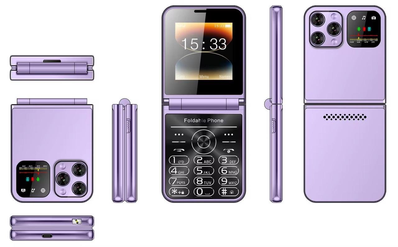 Кнопочный телефон складной мобильный SERVO Foldable Phone I16 Max 4SIM Фиолетовый - фото 8 Кнопочный телефон складной мобильный SERVO Foldable Phone I16 Max 4SIM Фиолетовый - фото 8