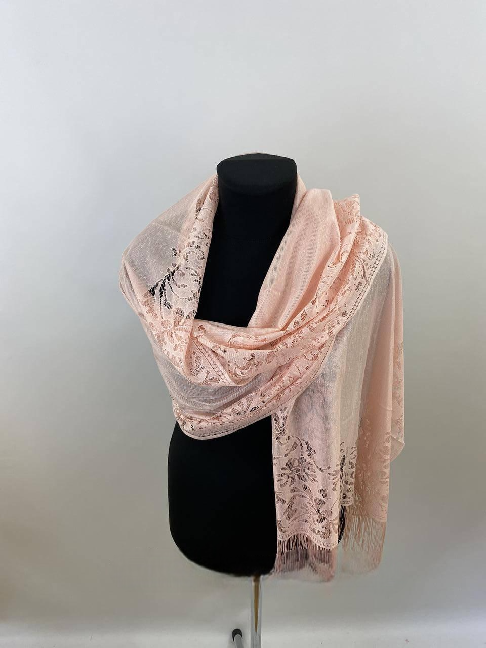 Шарф женский весенний Персиковый (ШарфПоли1)