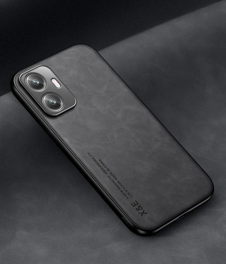 Кожаный чехол XnE Realme C55 с металлической вставкой Black (34262-2B)