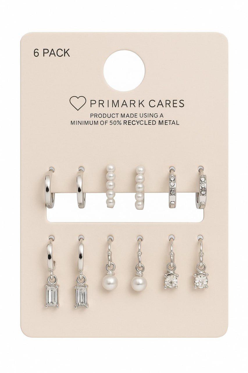 Набор серьг PRIMARK 6 пар Серебряный (3151970) Набор серьг PRIMARK 6 пар Серебряный (3151970)