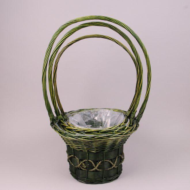 Комплект корзин из лозы Flora 38933 3 шт. Зеленый (DR013831)