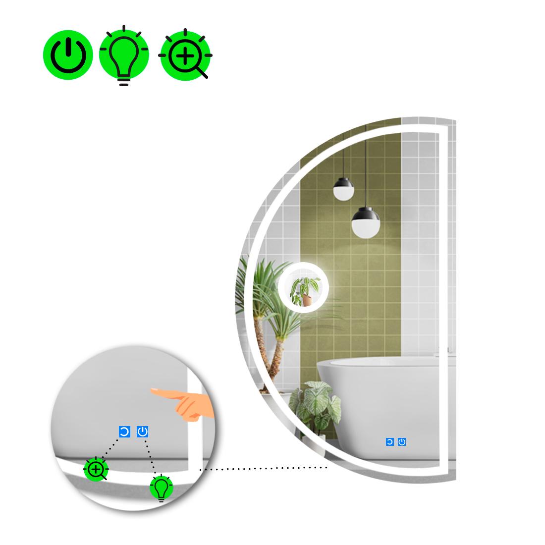 Зеркало с LED подсветкой Parette 1 с двумя сенсорами 100x50 см (8737319)