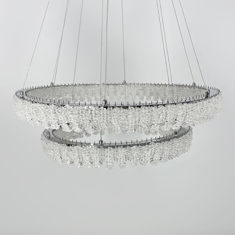 Люстра кольцевая хрустальная на 2 яруса 80/60 см Хром (33038-800+600 CH) - фото 3 Люстра кольцевая хрустальная на 2 яруса 80/60 см Хром (33038-800+600 CH) - фото 3