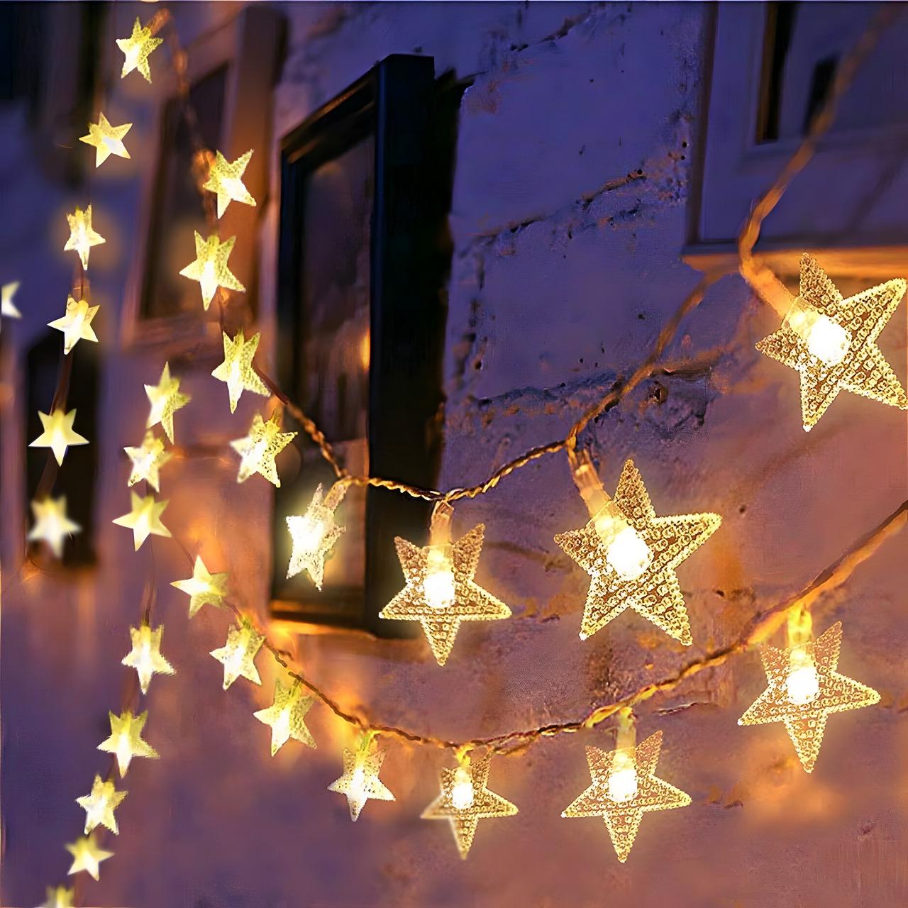 Гірлянда новорічна світлодіодна Зірочки на батарейках 10 м 80 шт. (29172473)