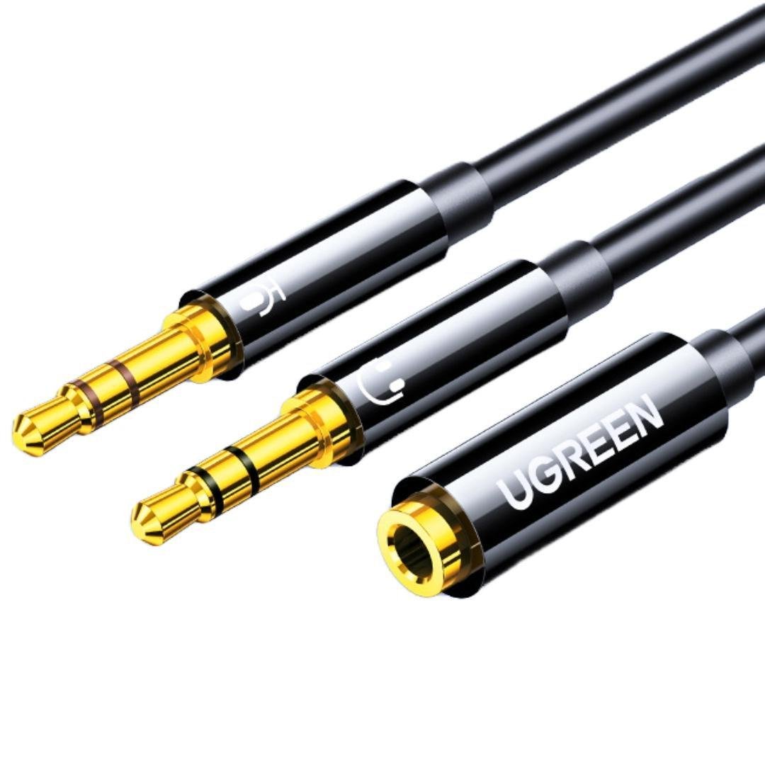 Кабель-розгалужувач для гарнітури UGREEN AV140 3,5 мм 20 см Чорний (20898)