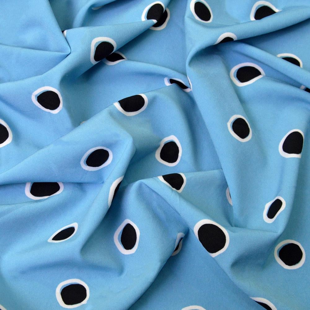 Ткань платяная супер софт круги Геометрия Темно-голубой (13230)