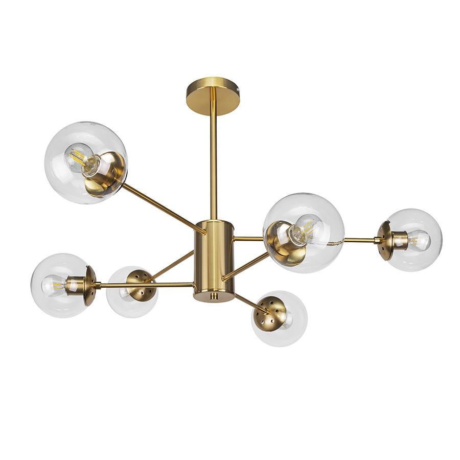 Люстра Levistella 7526033-6 BRZ+CLZ+CL Молекула на шесть прозрачных плафонов Брозновый (2569621652)