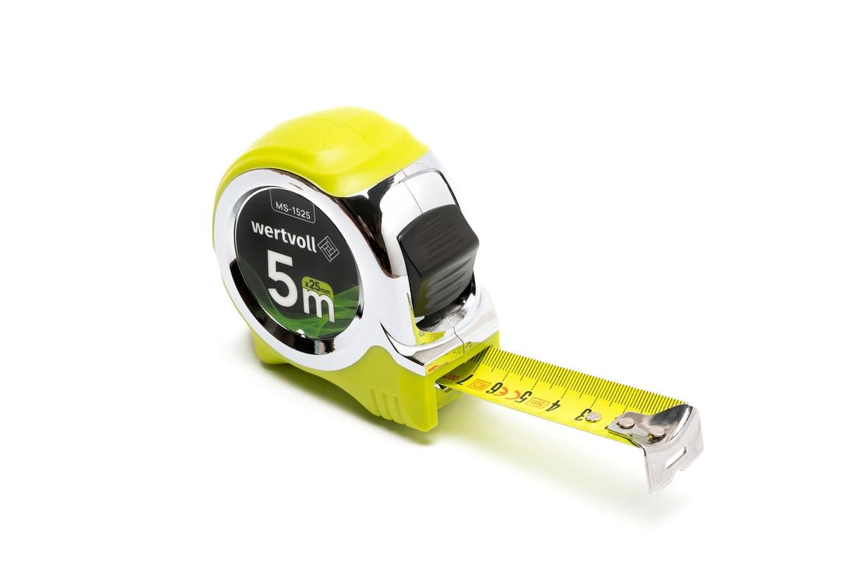 Рулетка WERTVOLL фиксатор полотна кнопка STOP покрытие TPR нейлоновое покрытие противоскользящий крючок 5 м х25 мм (MS-1525) Рулетка WERTVOLL фиксатор полотна кнопка STOP покрытие TPR нейлоновое покрытие противоскользящий крючок 5 м х25 мм (MS-1525)