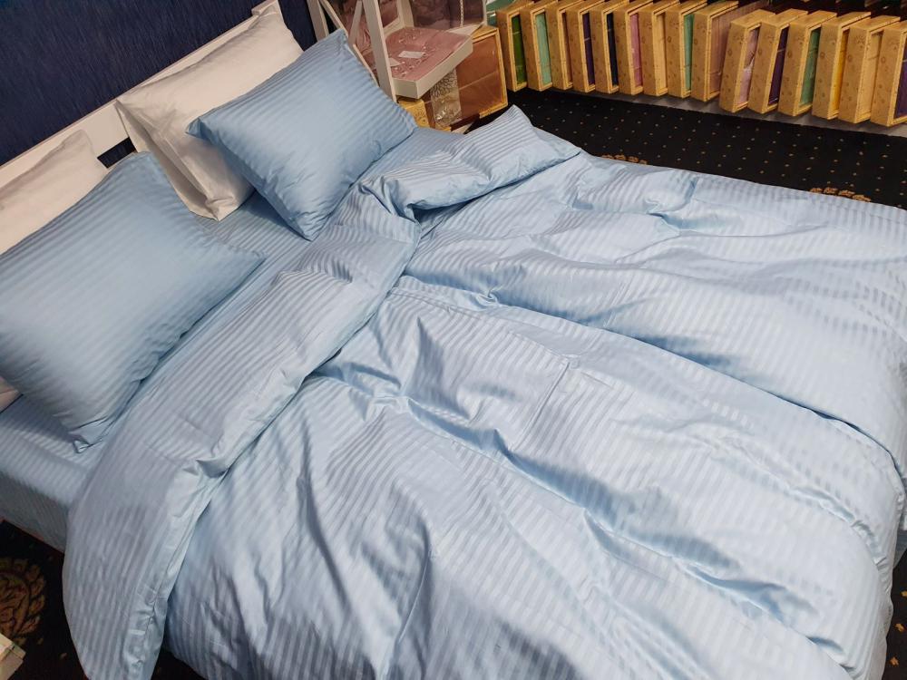 Комплект постельного белья на резинке Stripe LUX 1/1 см евро/наволочки 50х70/70х70 см Light Blue (4046) - фото 5 Комплект постельного белья на резинке Stripe LUX 1/1 см евро/наволочки 50х70/70х70 см Light Blue (4046) - фото 5