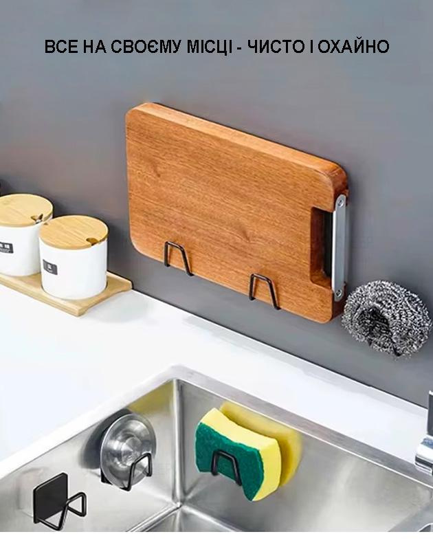 Держатель для кухонной губки из нержавеющей стали 3 шт. Черный - фото 8