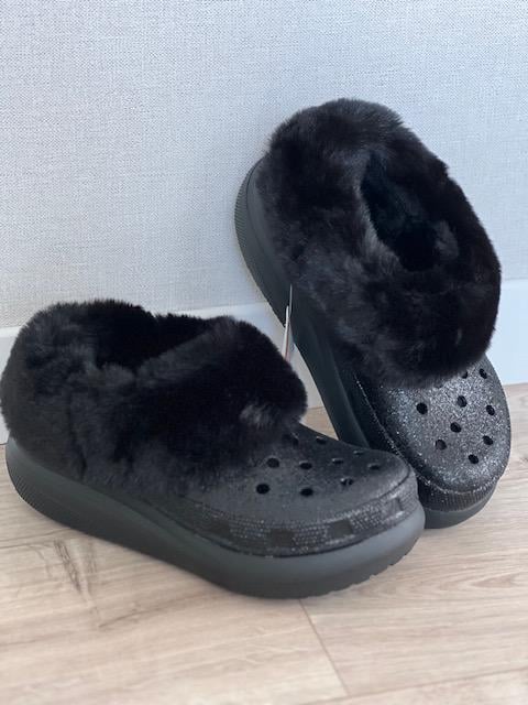 Сабо зимові Crocs Furever Crush Glitter р. 37-38 Black (18827651) - фото 7