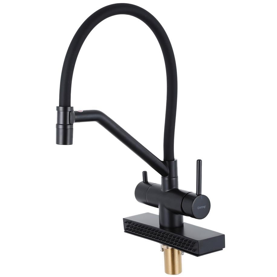 Смеситель для кухни Gappo G4098-6 с гибким изливом Черный (238548)