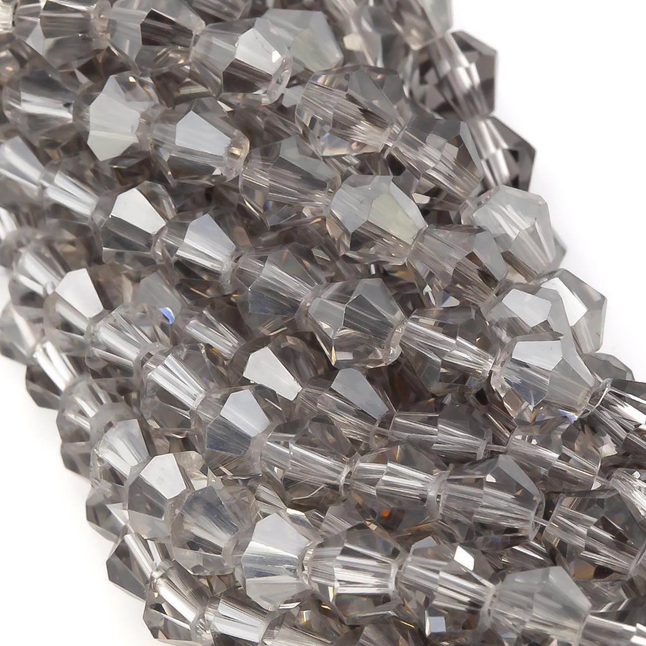 Бусины хрустальные Биконус АВ 6,2х6 мм 46 шт. Серый (БИ0006к62)