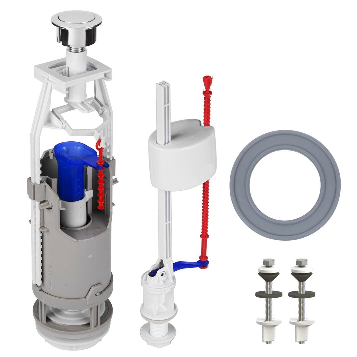 Комплект арматуры для сливного бачка с нижней подачей воды SoloPlast 1/2″ с одним режимом слива АБК-12 (000030903)