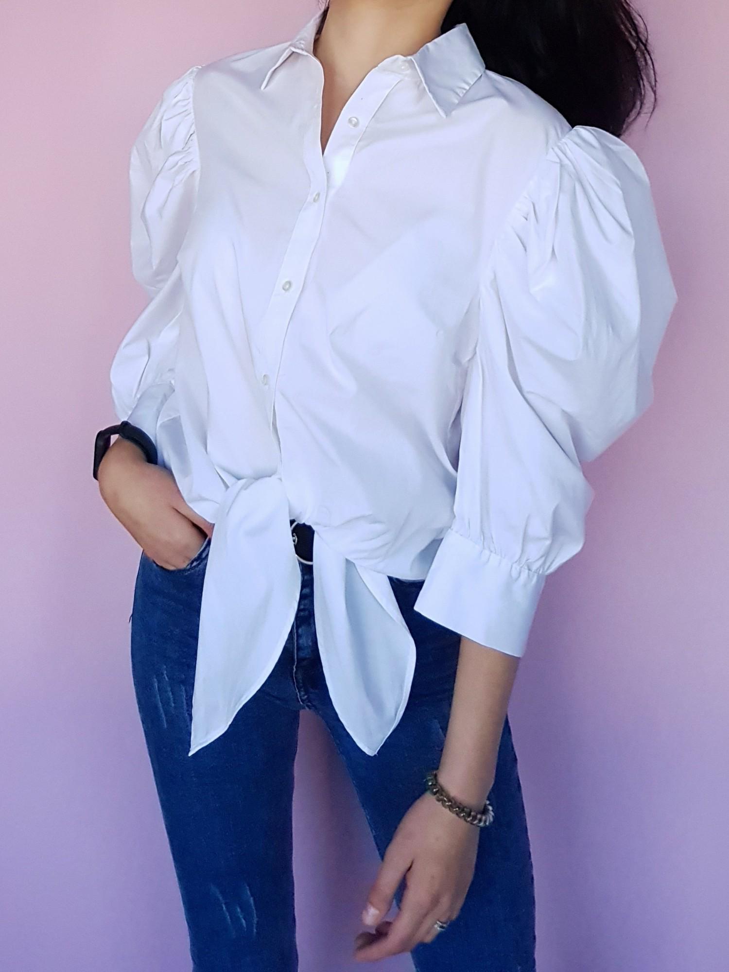 Блуза-рубашка на завязке Boohoo L Белый (10438) - фото 5 Блуза-рубашка на завязке Boohoo L Белый (10438) - фото 5