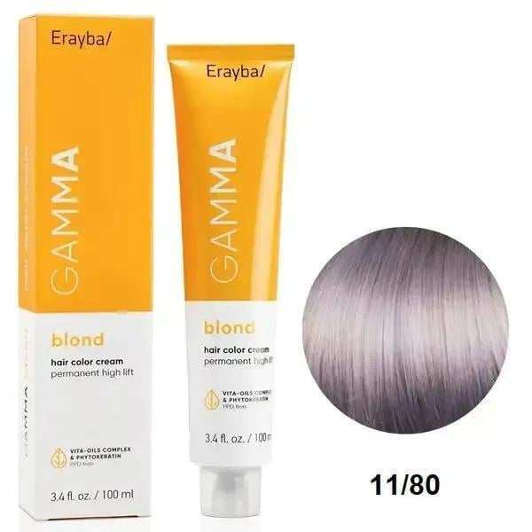 Краска для волос перманентная Erayba Gamma Color Cream 11/80 Экстра-блонд фиолетовый 100 мл