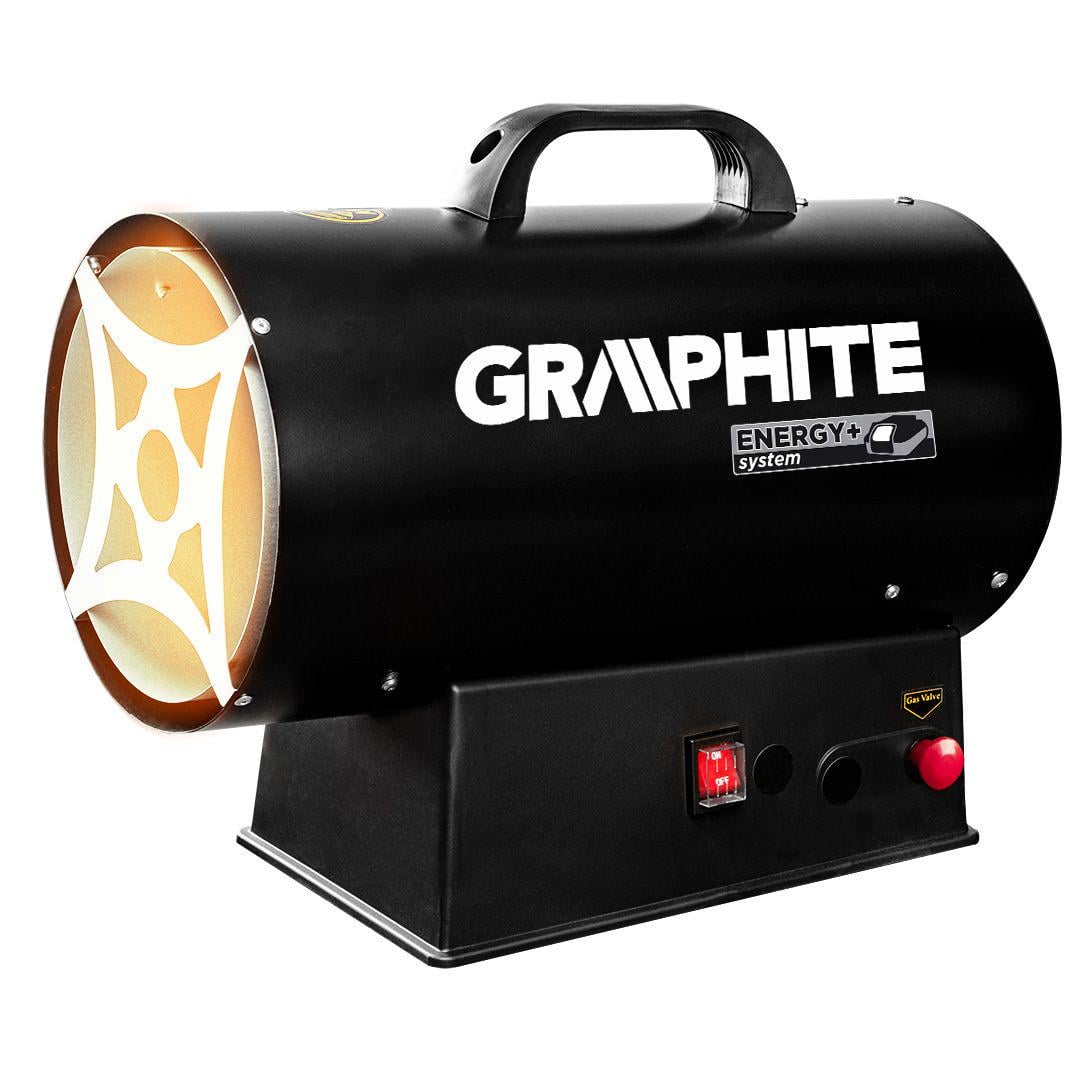 Тепловая пушка газовая Graphite 58GE100 аккумуляторная 18В 15 кВт для обогрева 120 м2 Черный