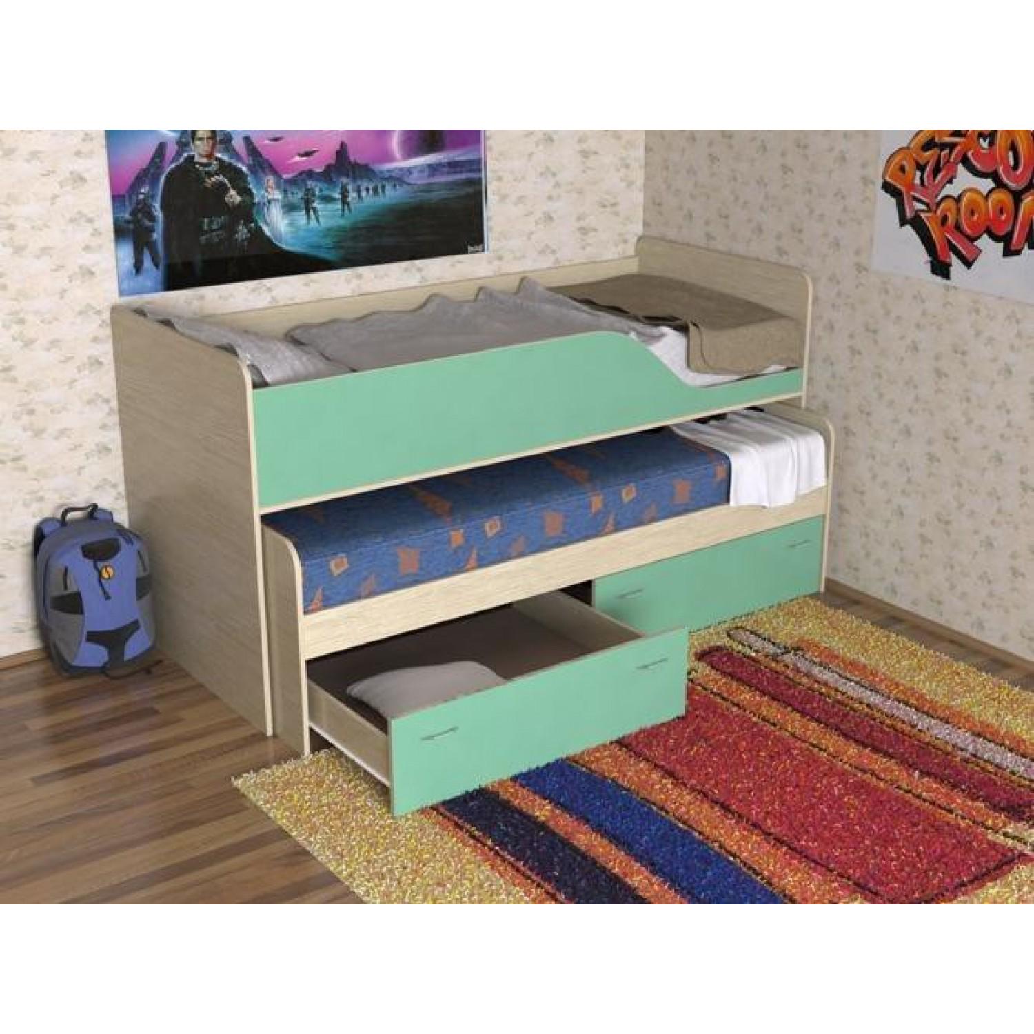 Кровать-чердак детский с ящиками и лестницей D-016 75х190/80х190 см (100905)