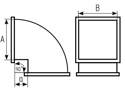 Відвід прямокутного перерізу прямий 90° 200х100 мм (222-3) - фото 2 Відвід прямокутного перерізу прямий 90° 200х100 мм (222-3) - фото 2
