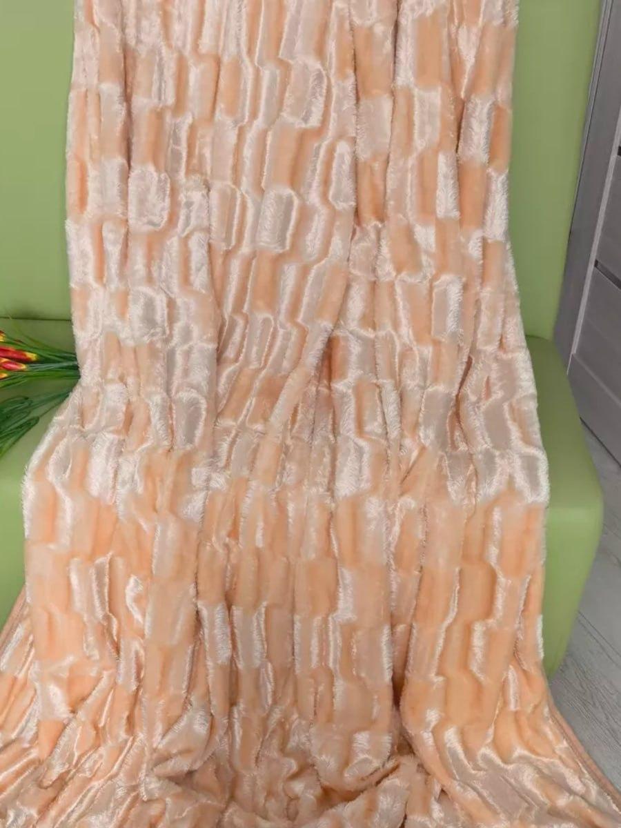 Плед на диван пушистый евро 220х240 см Персиковый (П4К-am-norka-003-2)