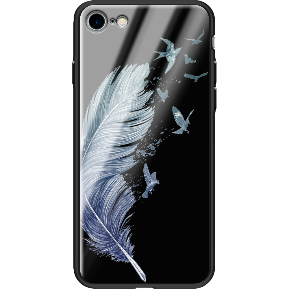 Чехол BoxFace Apple iPhone 7/8 SE  2020 Feather Черный силикон со стеклом (26205-cc38-37543)