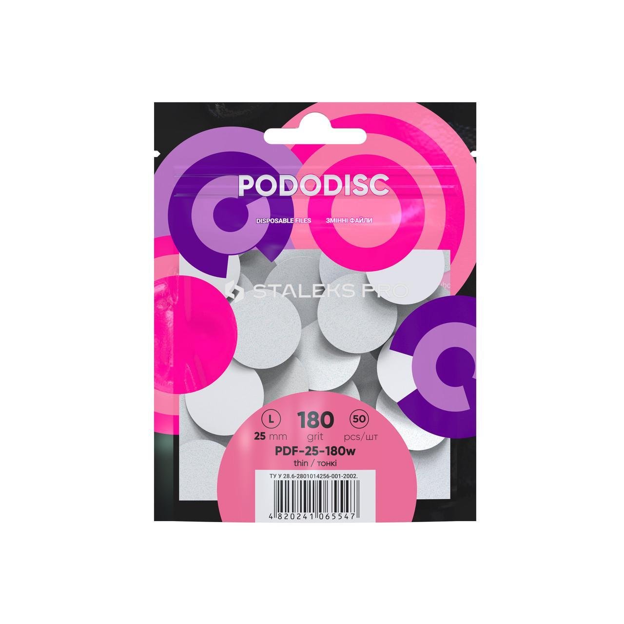 Файли змінні Staleks Pro для педикюрних дисків PODODISC L 180 grit PDF-25-180w 50 шт. Білий (2667609870)