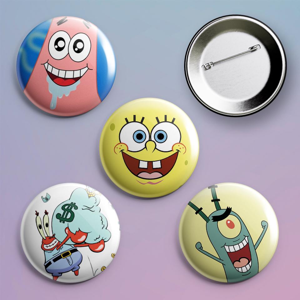 Значки на рюкзак с принтом SpongeBob 4 шт.