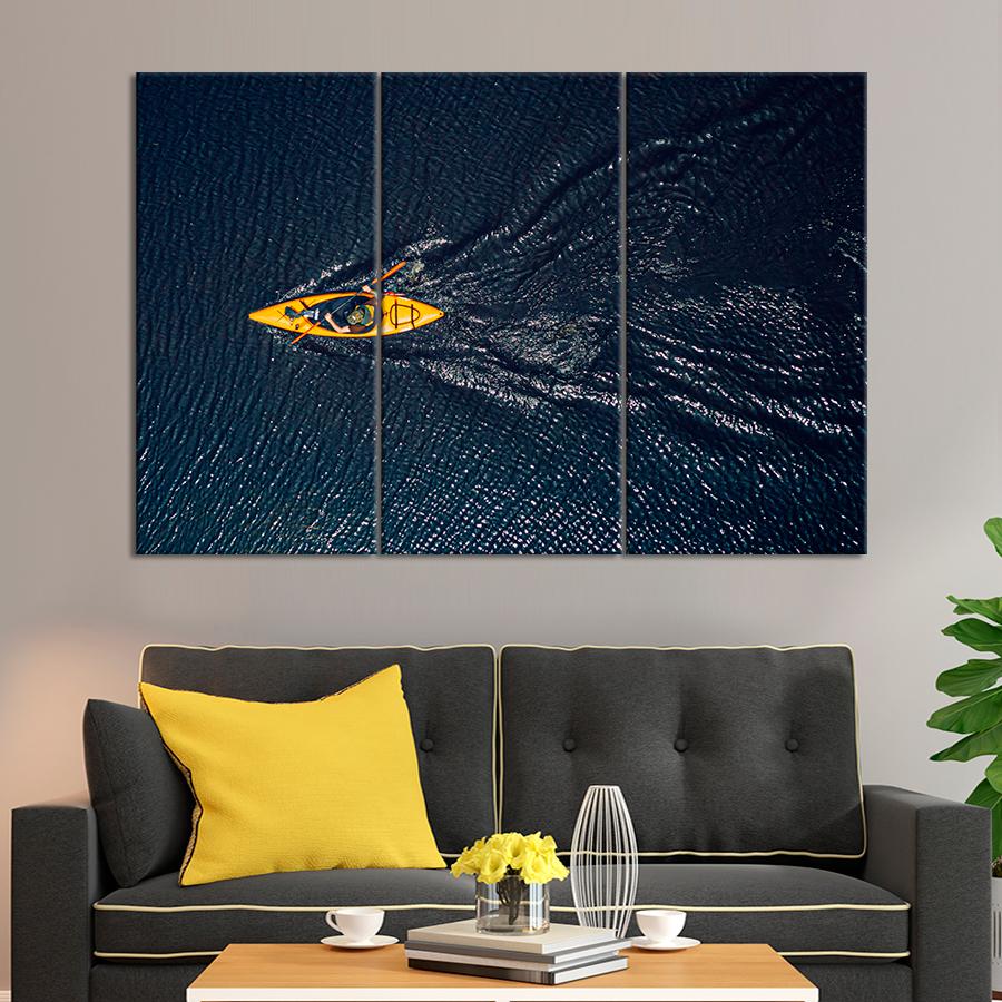 Картина спорт Заплыв на жёлтой байдарке 78x48 см (A1265-3)