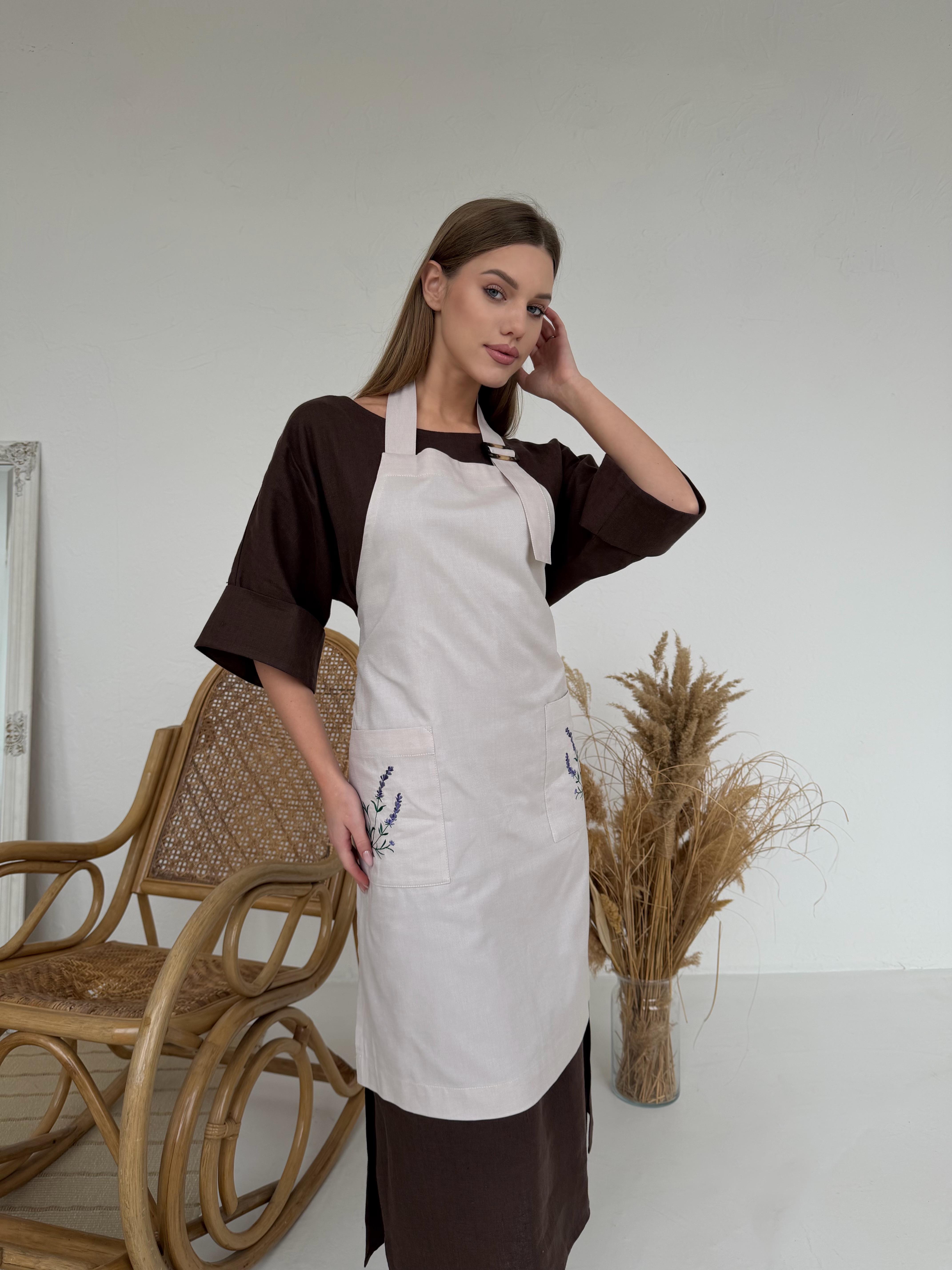 Фартук с ручной вышивкой Лаванда (31826811)
