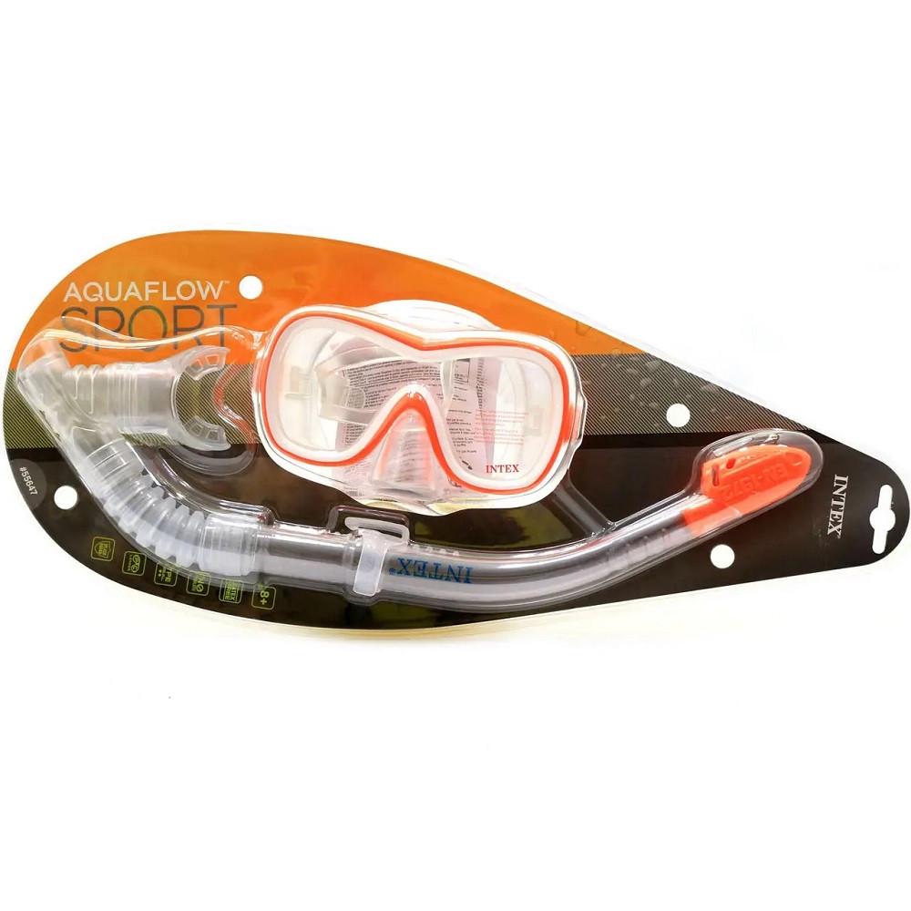 Набор для плавания Intex Aquaflow Sport прозрачная маска с трубкой от 8 лет Оранжевый (28443724) - фото 4 Набор для плавания Intex Aquaflow Sport прозрачная маска с трубкой от 8 лет Оранжевый (28443724) - фото 4