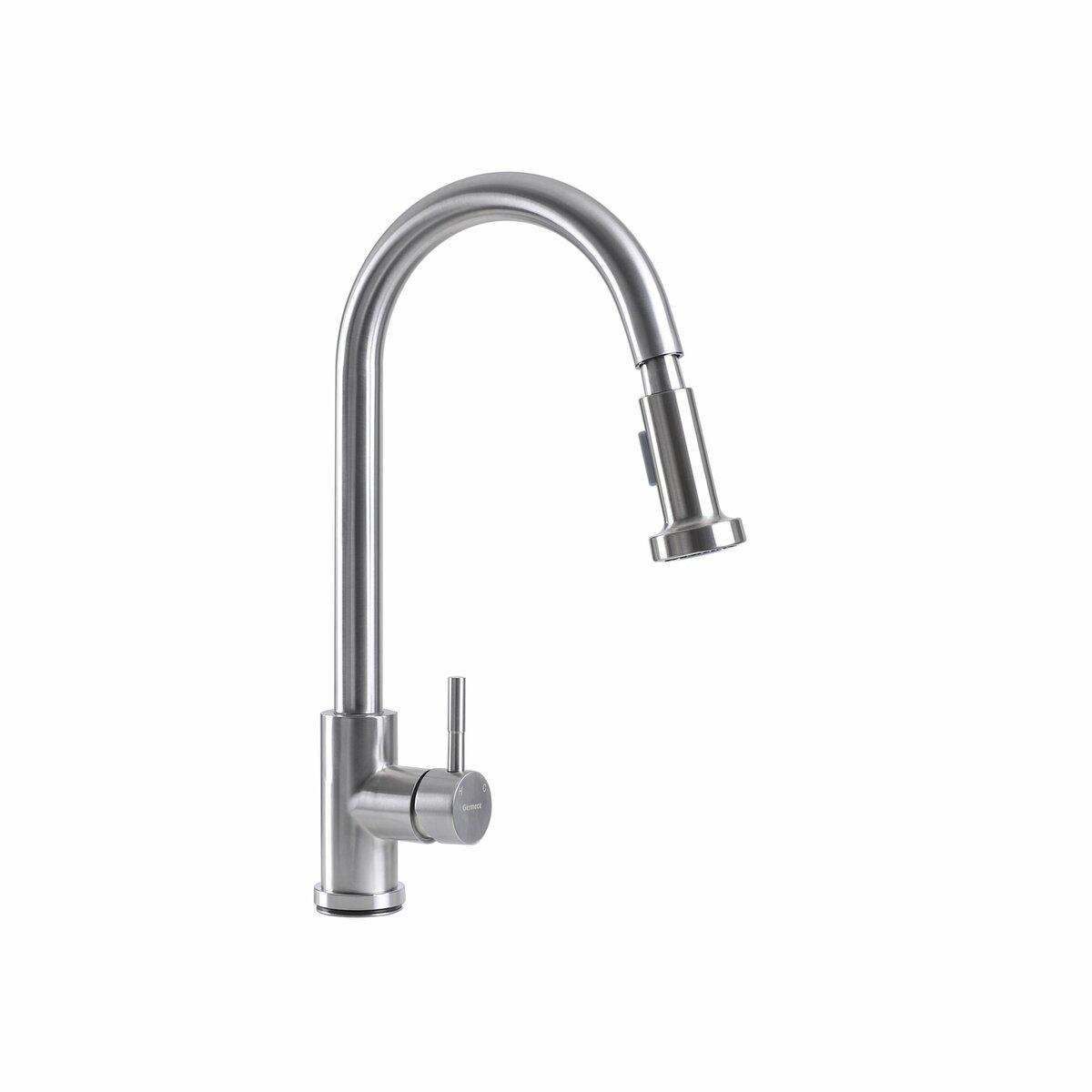 Змішувач кухонний Platinum Germece 6045 BW з висувним виливом Нержавіюча сталь (SP000032496)