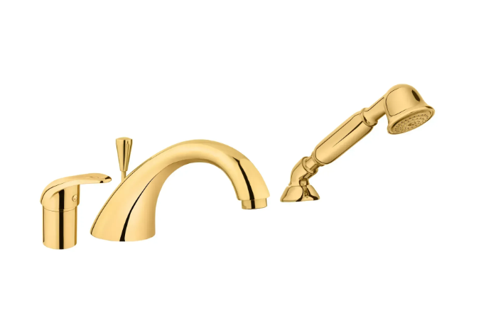 Змішувач Emmevi LUXOR для ванни врізний на 3 отвори з душем Золотий (OR70120R)