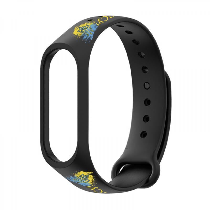 Силиконовый ремешок для Xiaomi Mi Band 7/6/5 с дизайнерским принтом "Слава Украине! Слава ВСУ!" (9659297) - фото 3