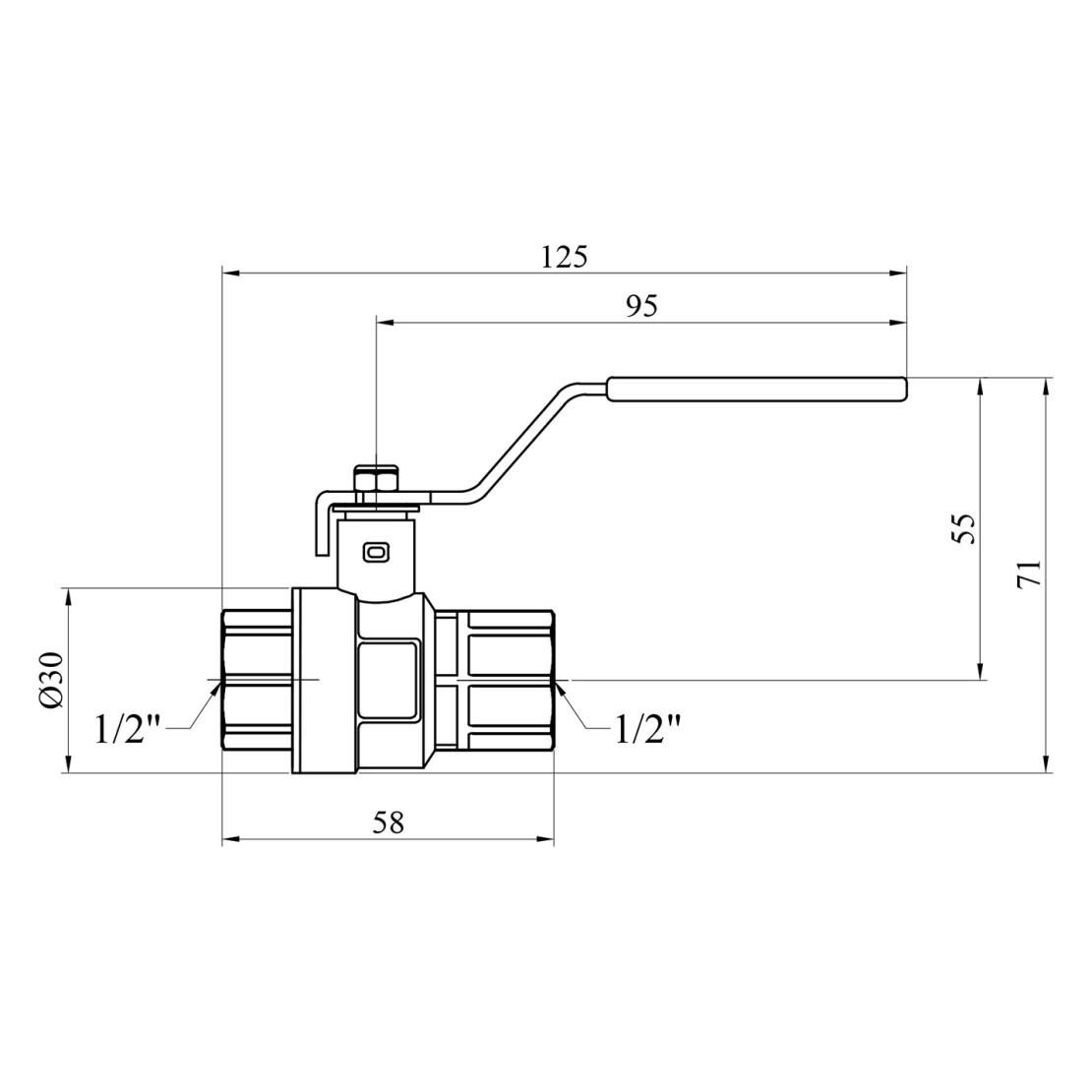 Кран кульовий Kroner ВВ PN40 1/2" ручка/нікельований (CV033213) - фото 2 Кран кульовий Kroner ВВ PN40 1/2" ручка/нікельований (CV033213) - фото 2