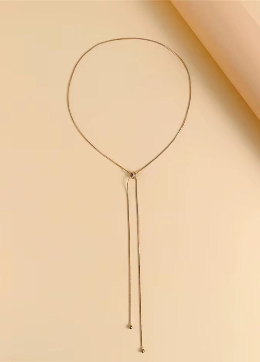 Ланцюжок-краватка жіноча з намистинками регулюється Fashion Jewelry Золотистий (15860) - фото 6 Ланцюжок-краватка жіноча з намистинками регулюється Fashion Jewelry Золотистий (15860) - фото 6