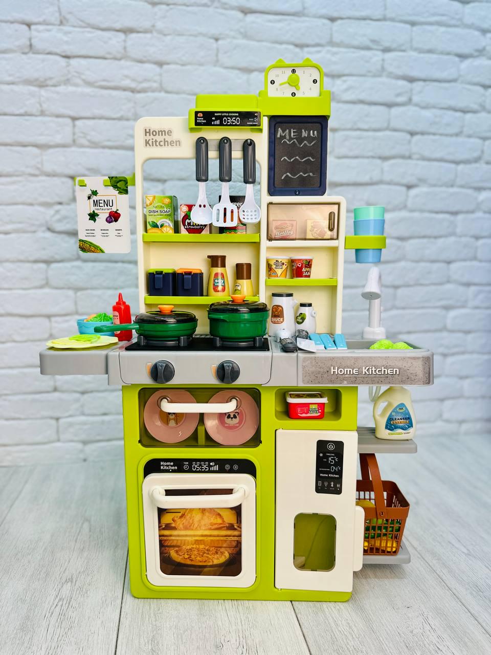 Детская кухня с набором 63 предмета 80 см Зеленый (2210-1)