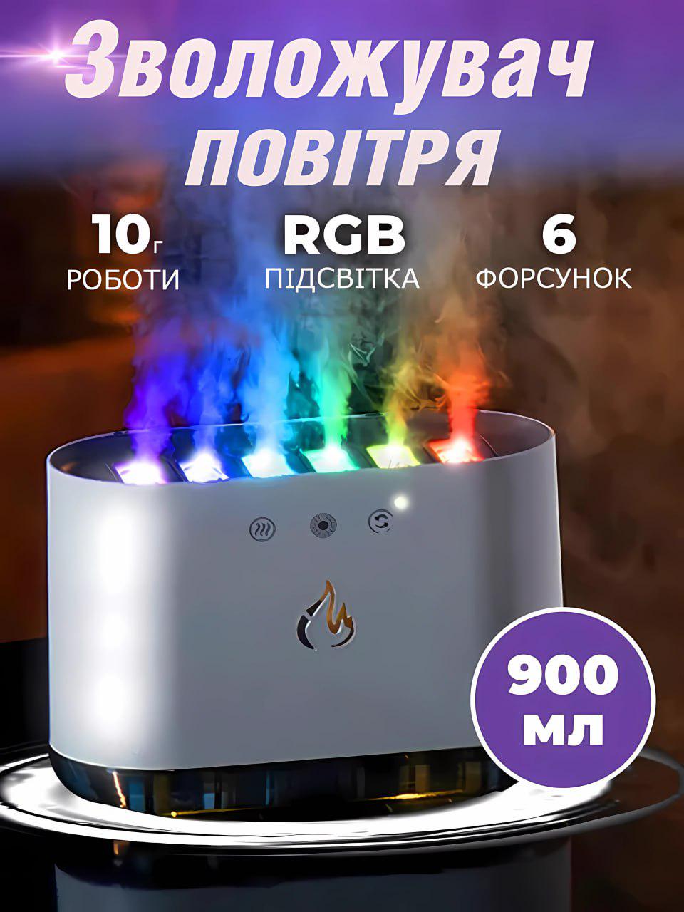 Зволожувач ультразвуковий з RGB-підсвічуванням Pickup Dynamic Humidifier з синхронізацією та музикою 900 мл Білий (6257L) - фото 2