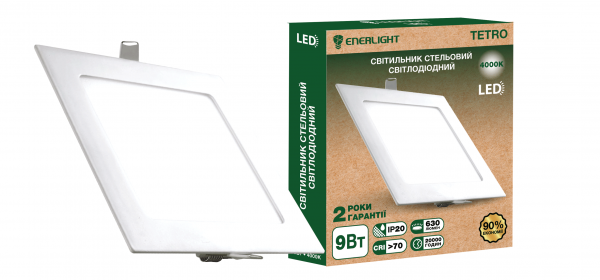 LED світильник стельовий Enerlight TETRO 9Вт 4000К квадрат (100392) LED світильник стельовий Enerlight TETRO 9Вт 4000К квадрат (100392)