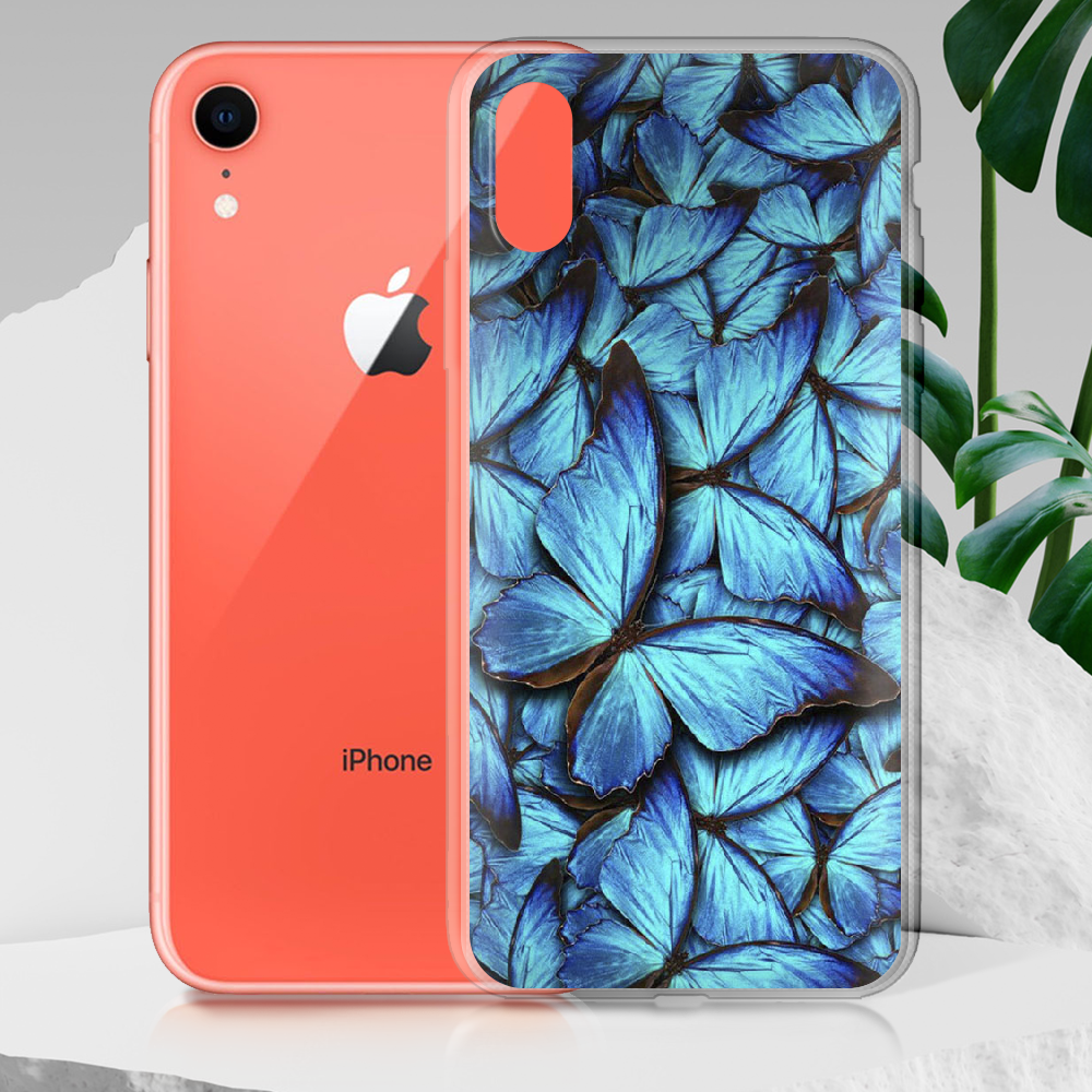 Чехол Boxface iPhone XR лазурные бабочки Прозрачный силикон (35417-up1550-35417) - фото 2