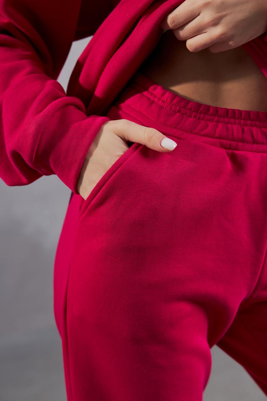 Спортивный костюм женский М123 со свитшотом и джогерами 3х-петля L Малиновый (537-1-62) - фото 3