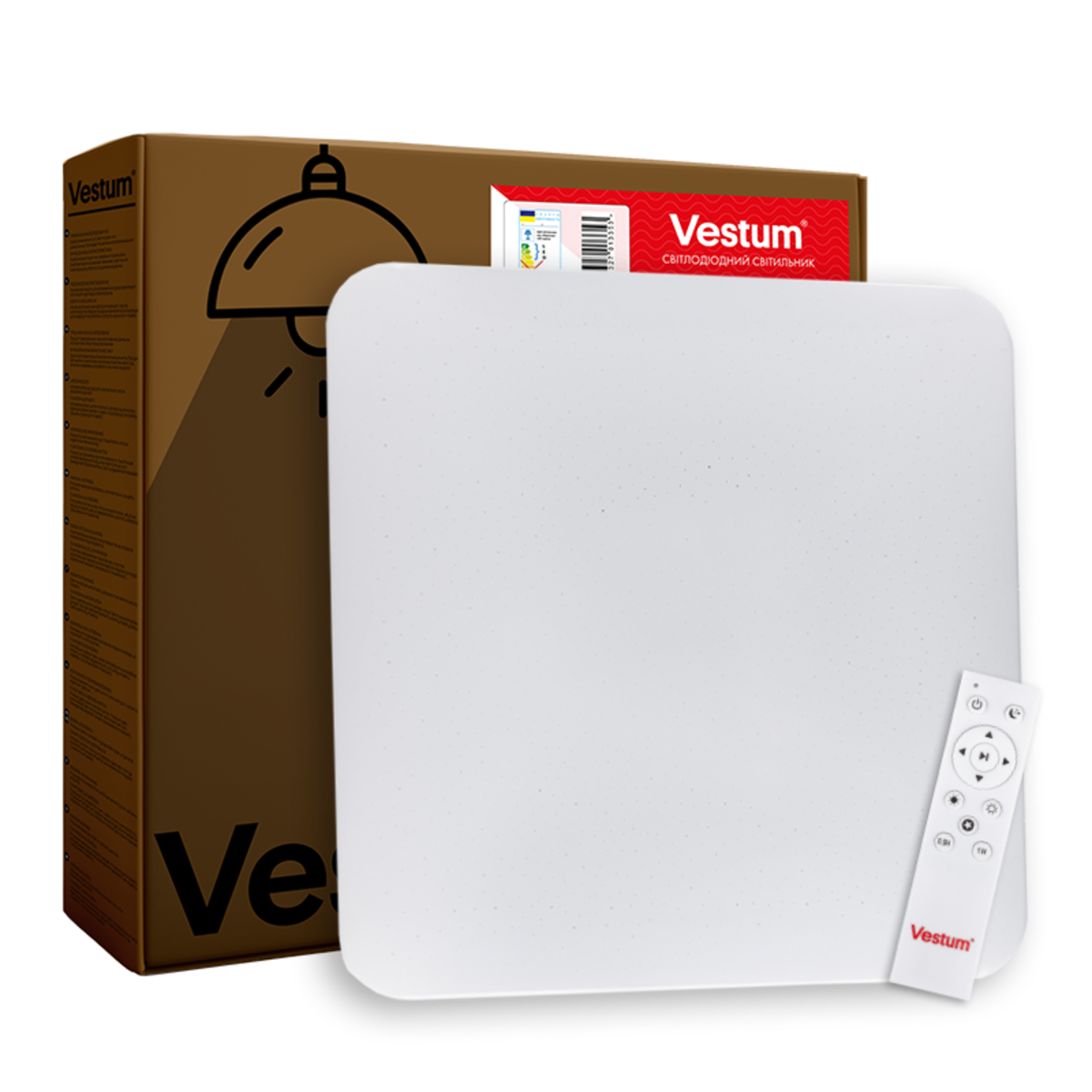 Потолочный светильник Vestum QUATRO звездное небо 60W 3000К-6500К с ДУ 380х380х65 мм