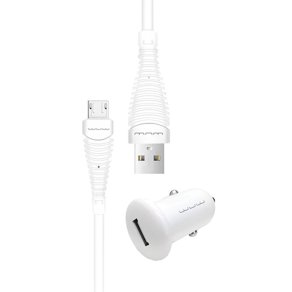 Зарядное устройство автомобильное WUW T21 1 USB 1A with Micro cable White (03642)